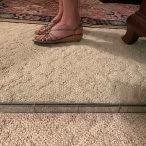 Pretty Silver Sandals with Cork Heel